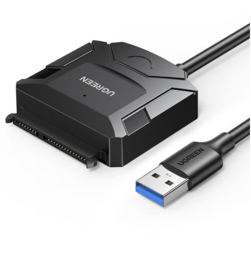 绿联 USB3.0转SATA转换器 2.5 3.5英寸硬盘转接头数据连接线 笔记本电脑台式机易驱线 USB转SATA 0.5M+12V/2A电源套装