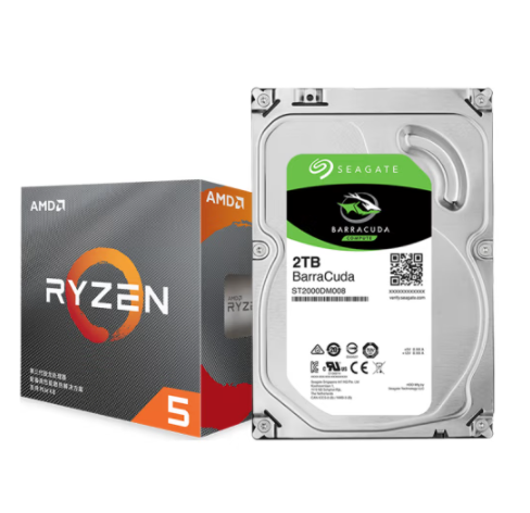 AMD 锐龙 5 3600处理器 (r5) 7nm CPU+希捷 2TB 256MB 7200RPM 台式机机械硬盘
